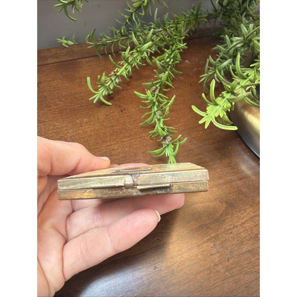 Square Pill Box Compact - Vintage MCM Mid Century Modern - Pill Holder